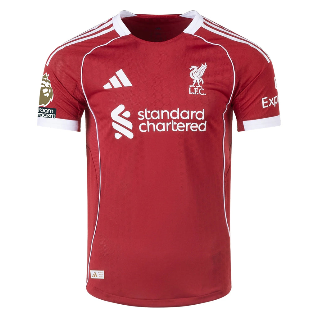 adidas Men's Liverpool FC Authentic Virgil Home Jersey 25/26 w/ EPL + NRFR Patches (Strawberry Red)