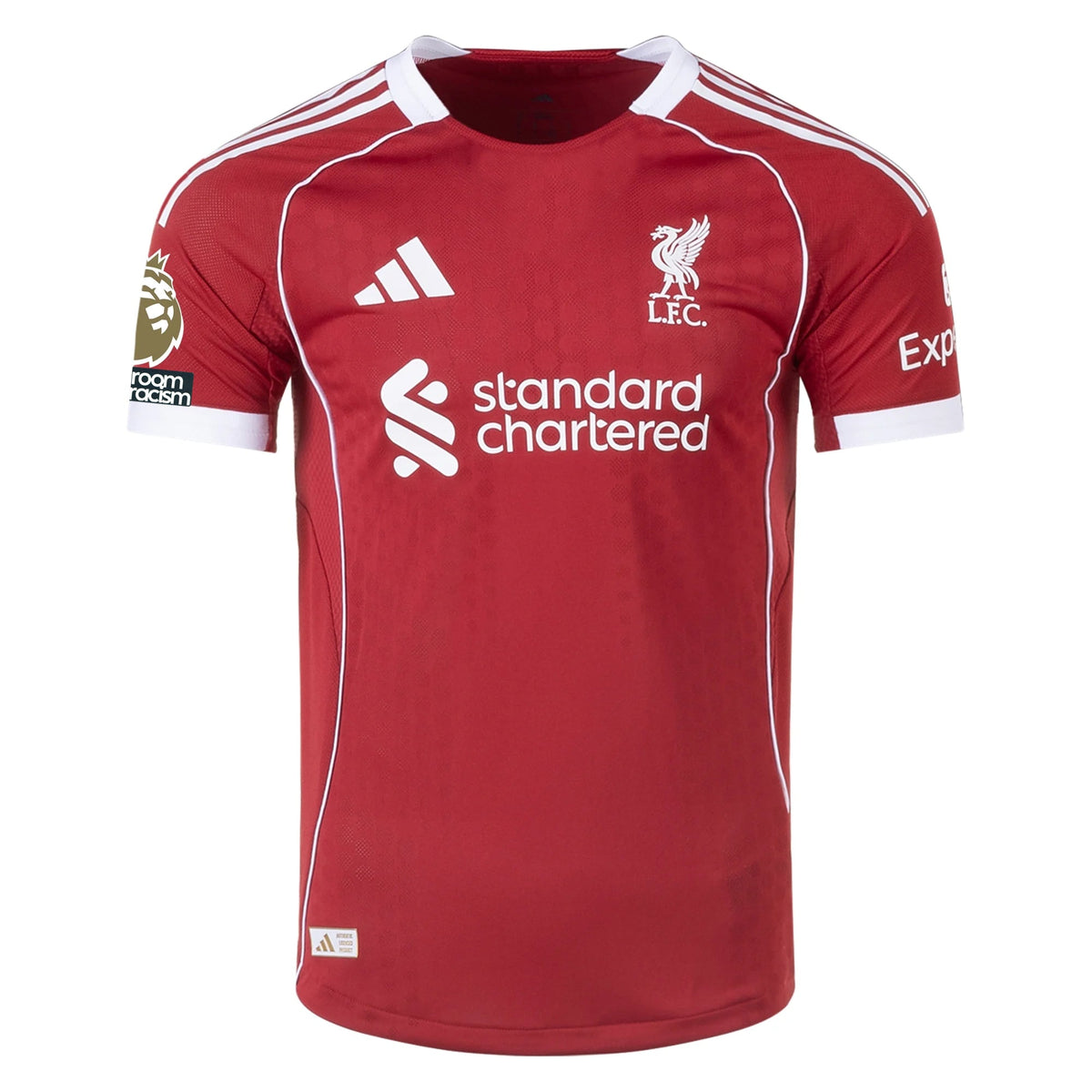 adidas Men's Liverpool FC Authentic Virgil Home Jersey 25/26 w/ EPL + NRFR Patches (Strawberry Red)