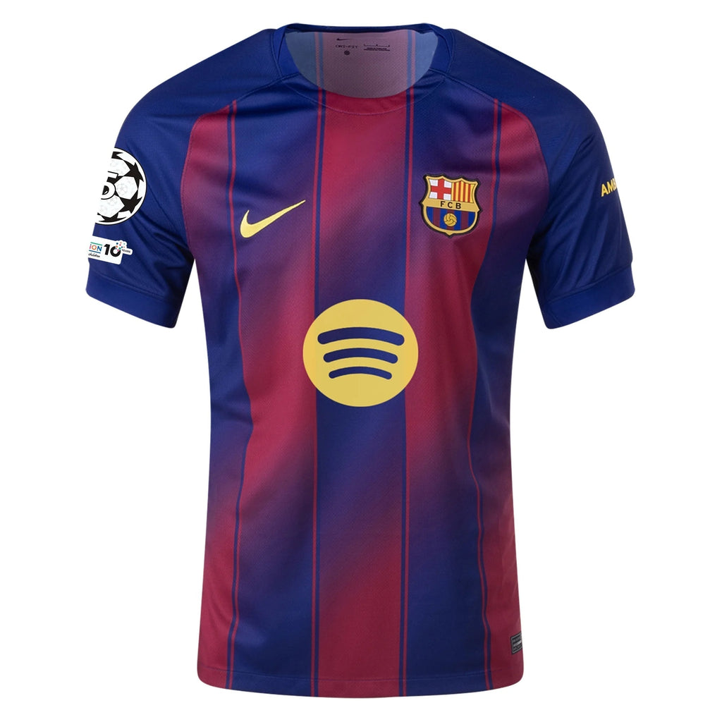 Nike Raphinha FC Barcelona Home Jersey 25/26 w/ Champions League Patches (Deep Royal Blue/Midwest Gold)