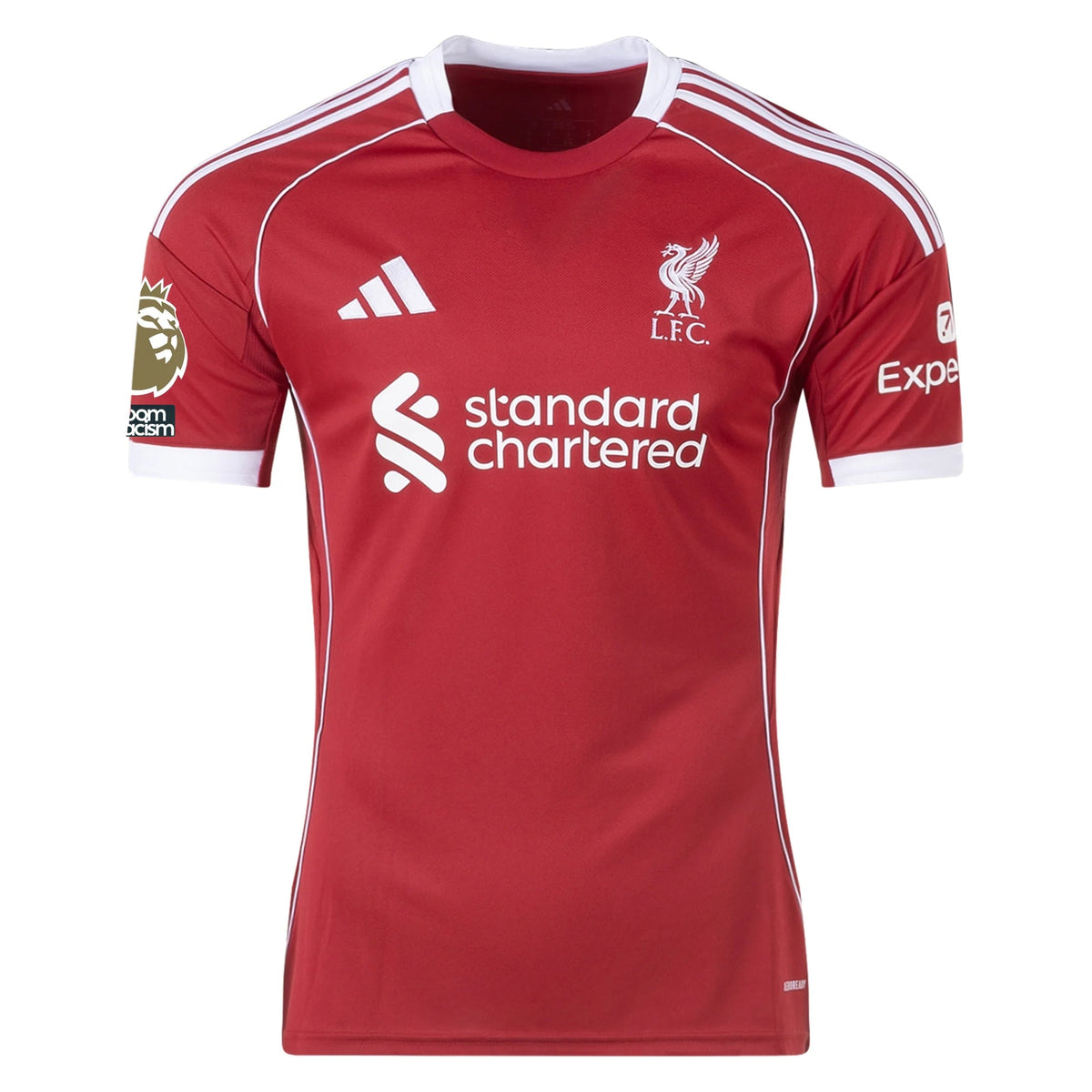 adidas Wirtz Men's Liverpool Home Jersey 25/26 w/ NRFR + EPL Champions Patch (Strawberry Red)