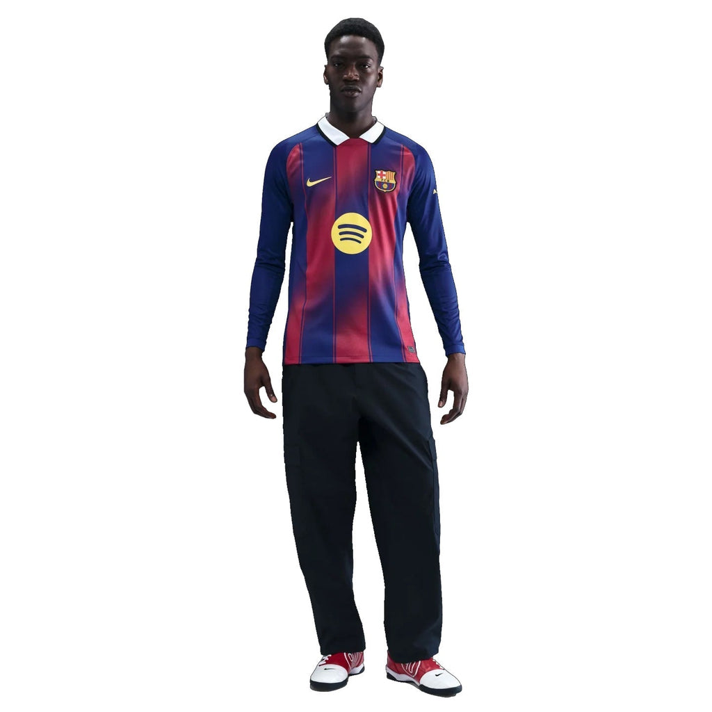 Nike Men's Lamine Yamal Barcelona 25/26 Long Sleeve Home Jersey w/ La Liga Patches (Deep Royal Blue/Midwest Gold)