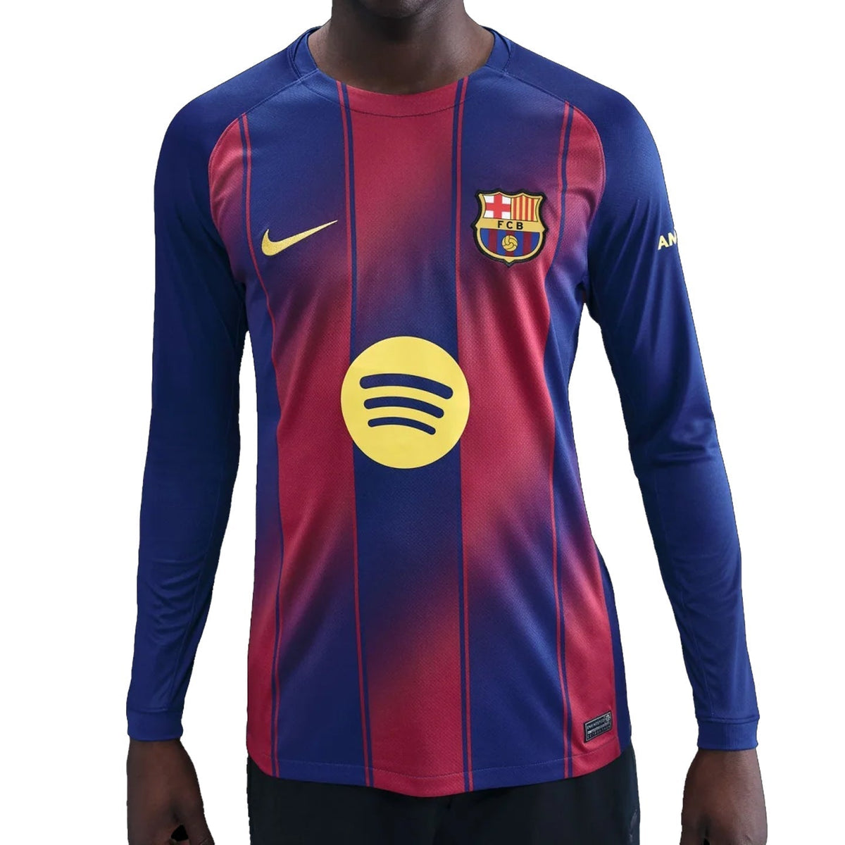 Nike Men's Barcelona 25/26 Long Sleeve Home Jersey (Deep Royal Blue/Midwest Gold)