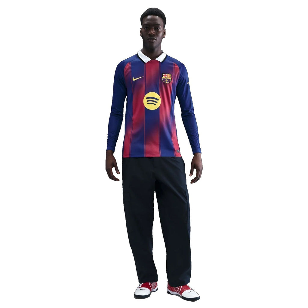 Nike Men's Barcelona 25/26 Long Sleeve Home Jersey (Deep Royal Blue/Midwest Gold)