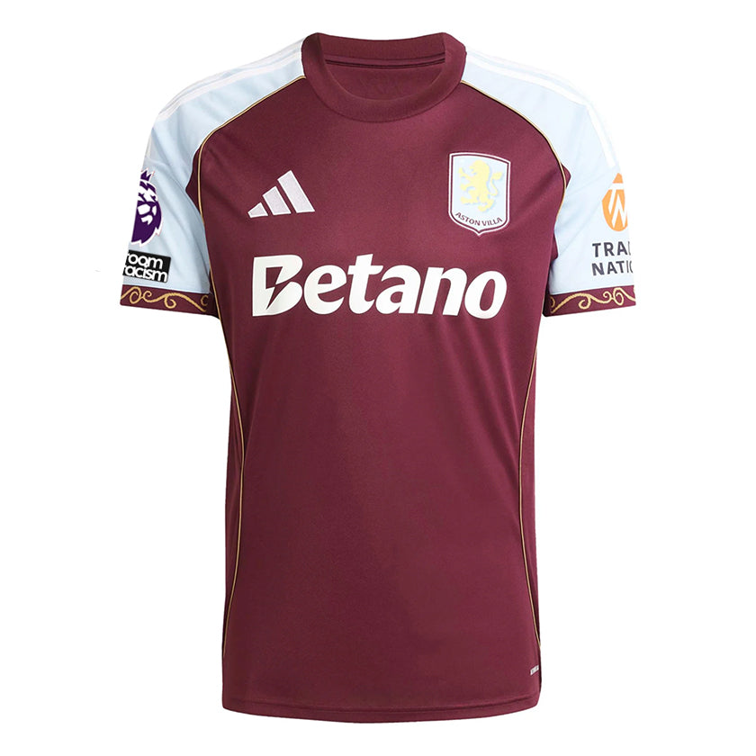 adidas Sancho Men's Aston Villa Home Jersey 25/26 w/ NRFR + EPL Patches (Maroon/Blue)
