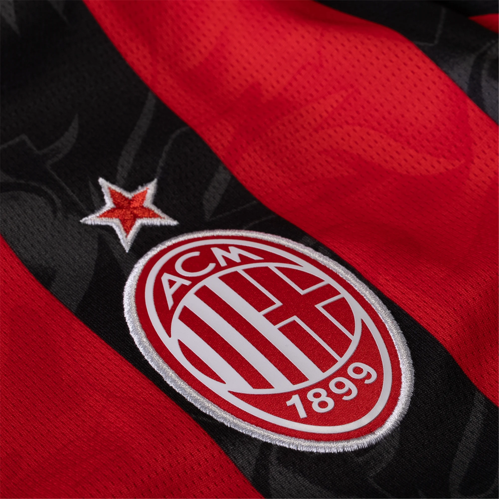 Puma Chukwueze Men's AC Milan Home Jersey w/ Champions League Patches 25/26 (Red/Black)