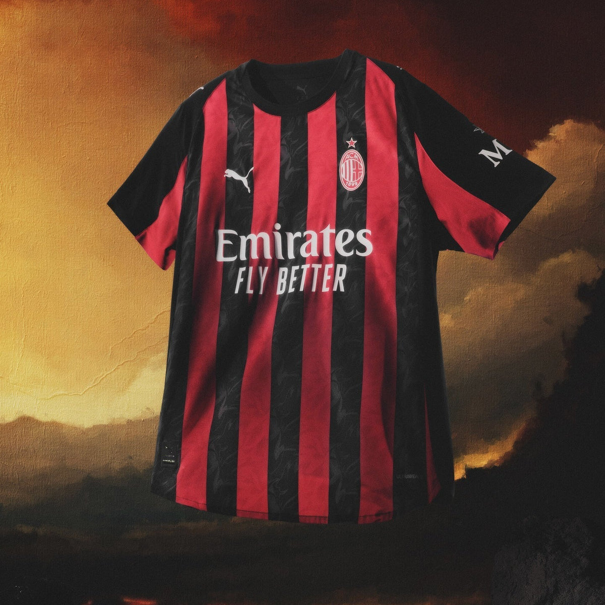 Puma Luka Modric Men's AC Milan Authentic Home Jersey 25/26 w/ Seria A Patch (Red/Black)