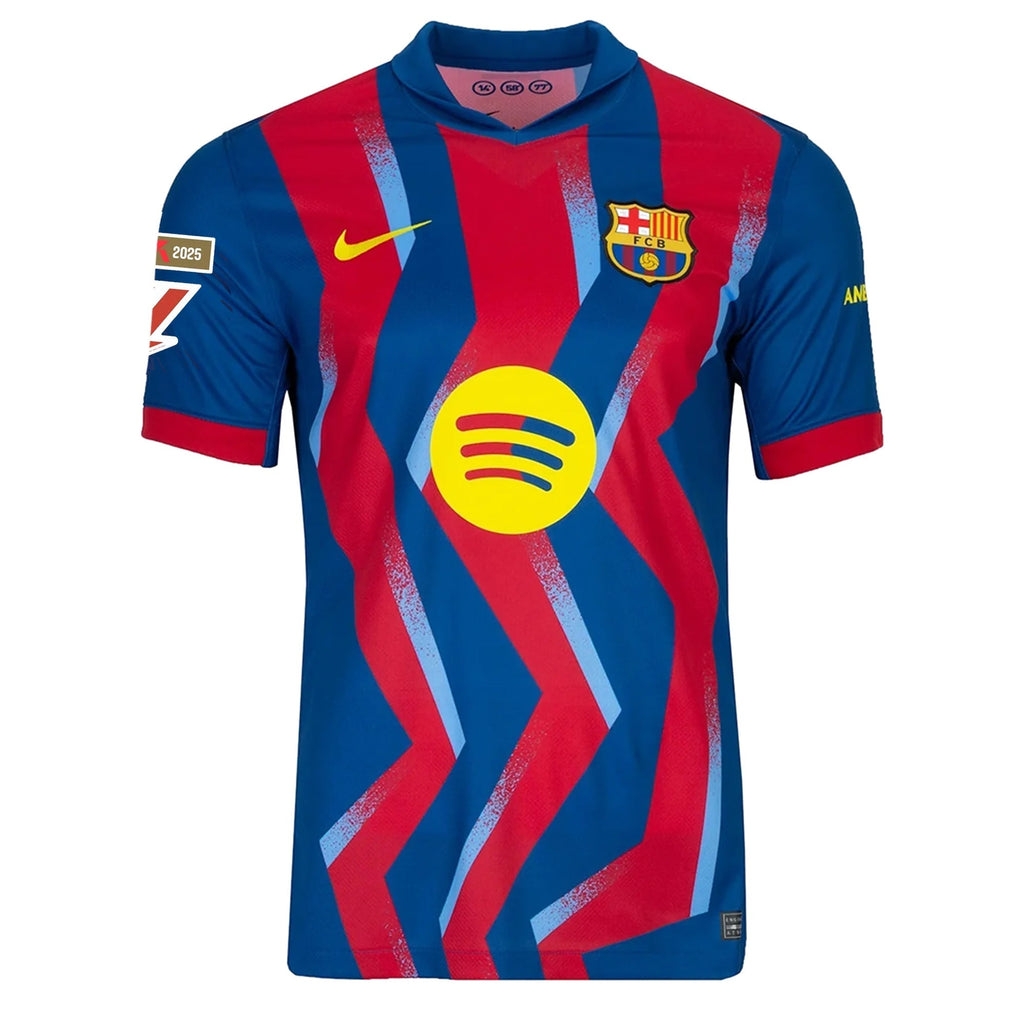 Nike Men's FC Barcelona Christensen 4th Jersey 25/26 w/ La Liga Patches (Blue/Red/Yellow)