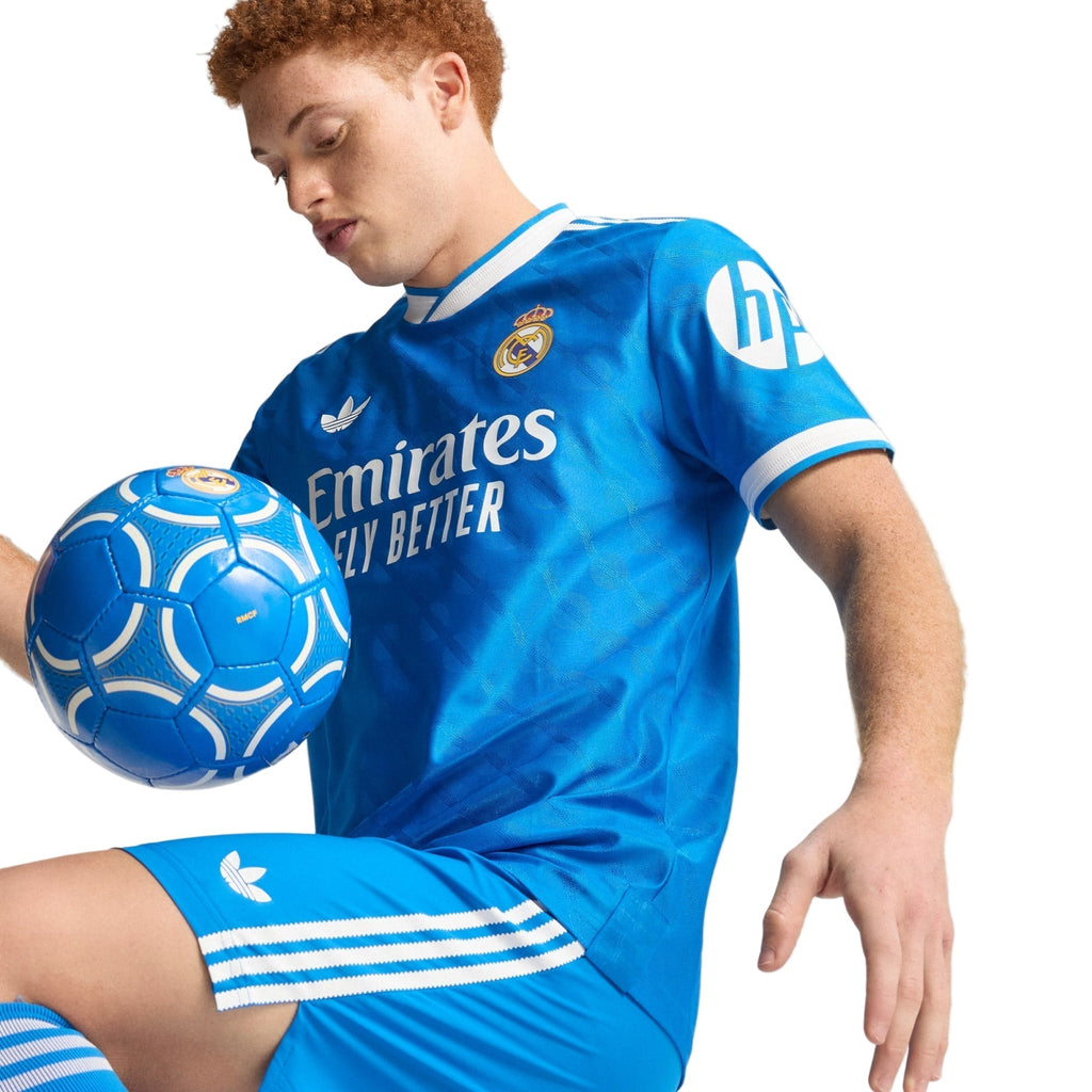 adidas Men's Bellingham Real Madrid 25/26 Authentic Third Jersey w/ Champions League Patches (Blue)