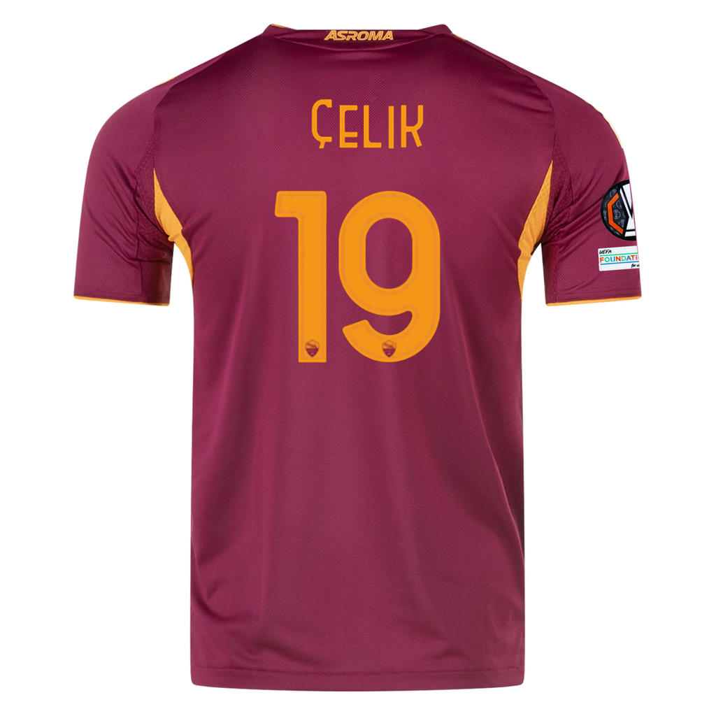 adidas Roma Authentic Mehmet Zeki Ã‡elik Home Jersey w/ Europa League Patches 25/26 (Burgundy)