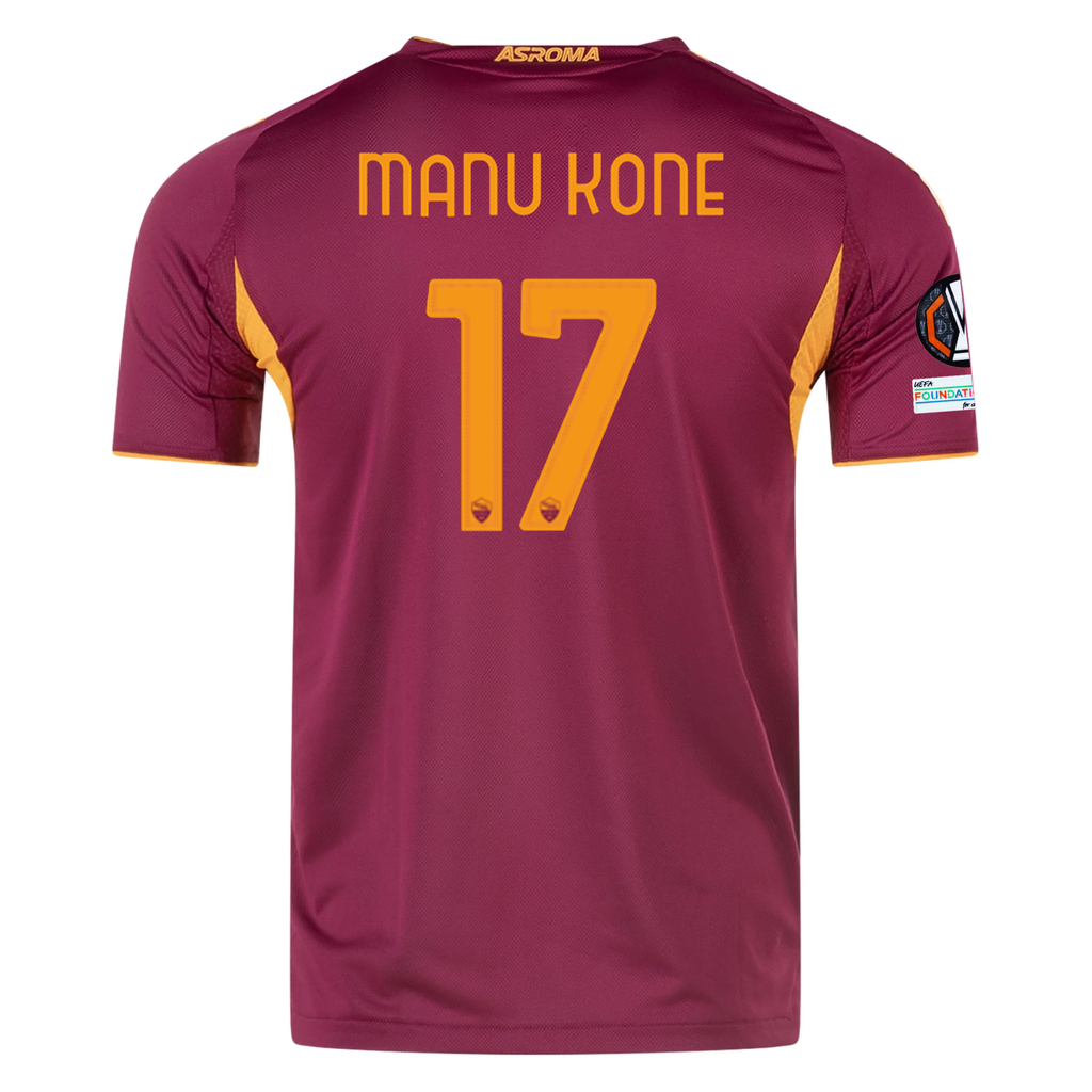 adidas Roma Authentic Manu KonÃ© Home Jersey w/ Europa League Patches 25/26 (Burgundy)