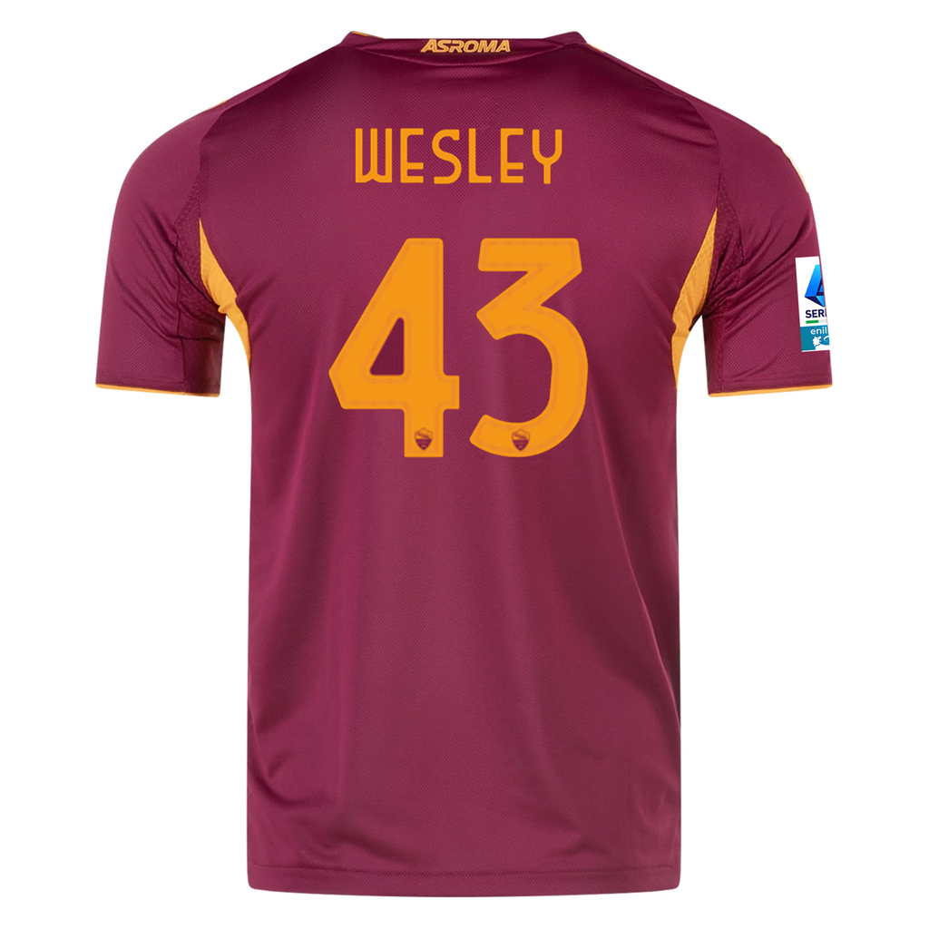 adidas Roma Authentic Wesley FranÃ§a Home Jersey w/ Serie A Patch 25/26 (Burgundy)