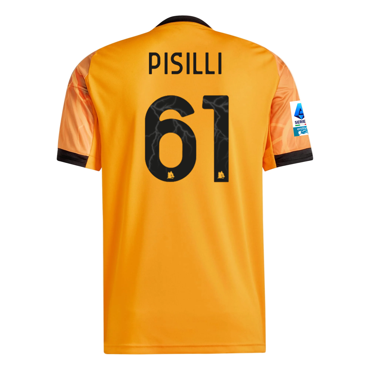 adidas Roma NiccolÃ² Pisilli Away Jersey w/ Serie A Patch 25/26 (Orange/Black)
