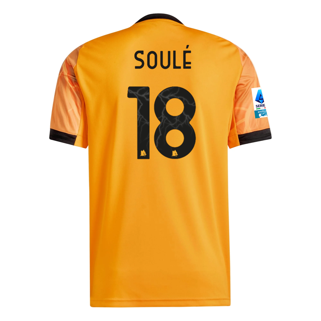 adidas Roma MatÃ­as SoulÃ© Away Jersey w/ Serie A Patch 25/26 (Orange/Black)
