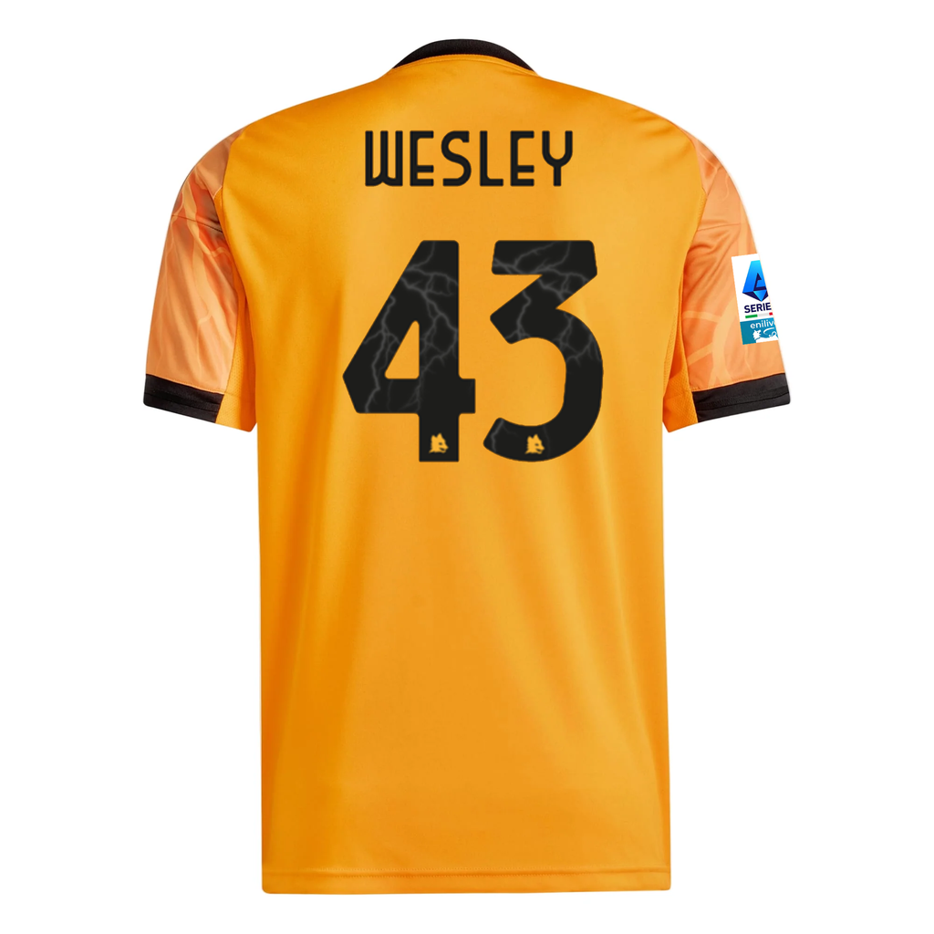 adidas Roma Wesley FranÃ§a Away Jersey w/ Serie A Patch 25/26 (Orange/Black)