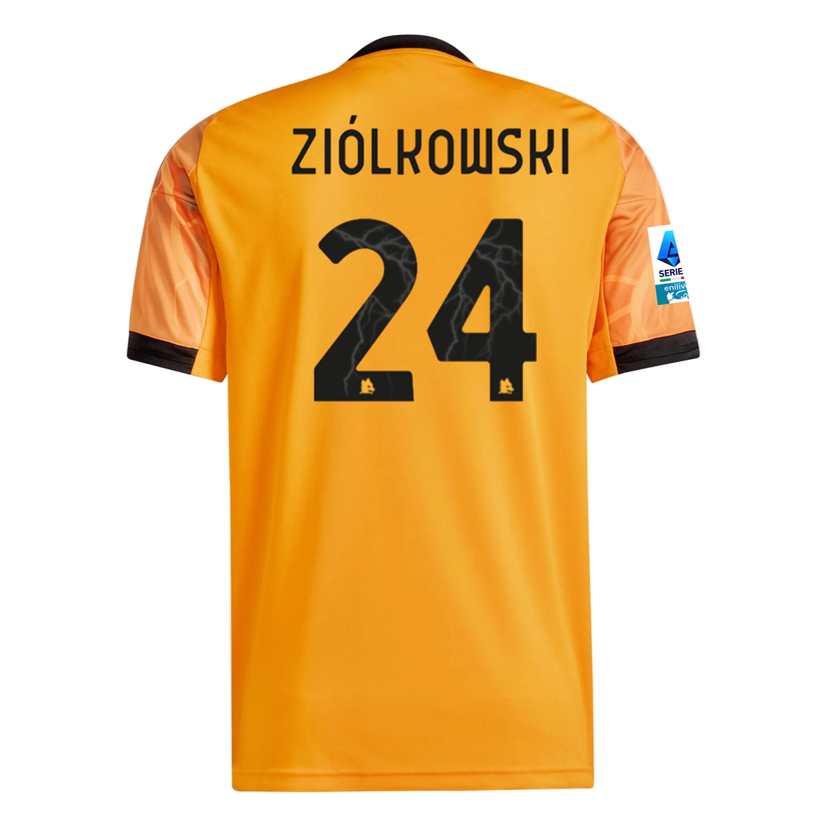 adidas Roma Jan ZiÃ³Å‚kowski Away Jersey w/ Serie A Patch 25/26 (Orange/Black)