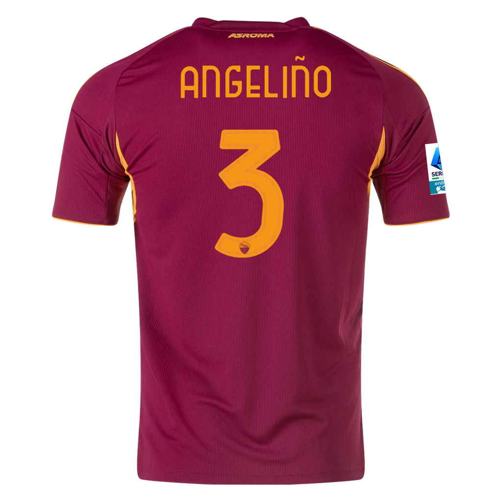 adidas Men's Roma AngeliÃ±o Home Jersey w/ Serie A Patch 25/26 (Burgundy)