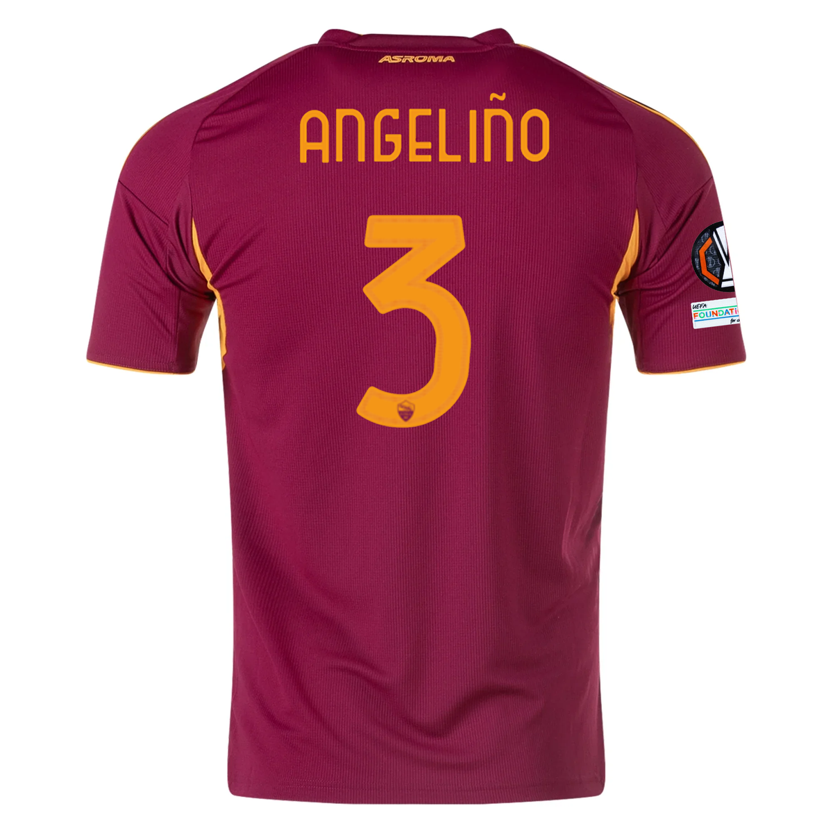 adidas Men's Roma AngeliÃ±o Home Jersey w/ Europa League Patches 25/26 (Burgundy)