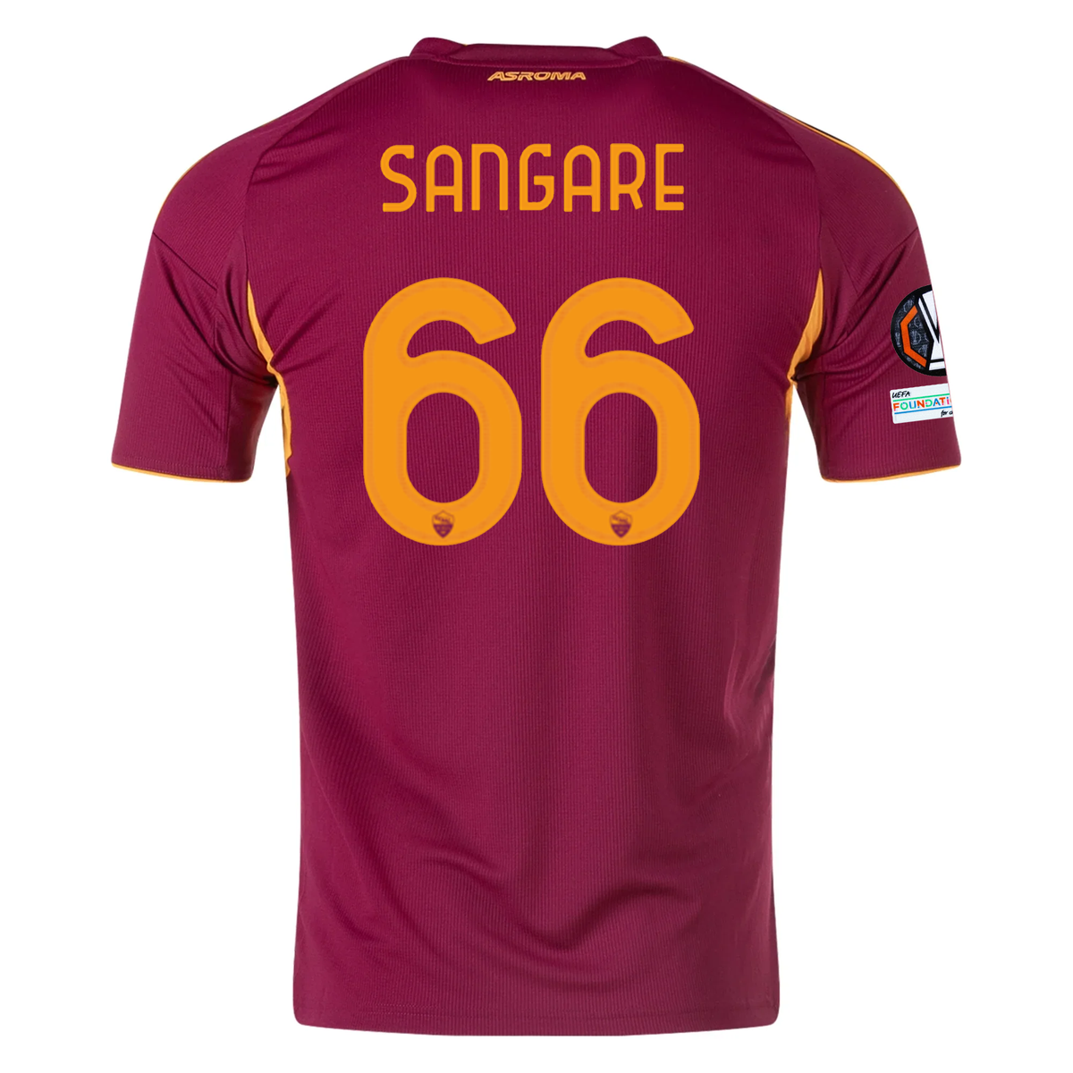 adidas Men's Roma Buba SangarÃ© Home Jersey w/ Europa League Patches 25/26 (Burgundy)