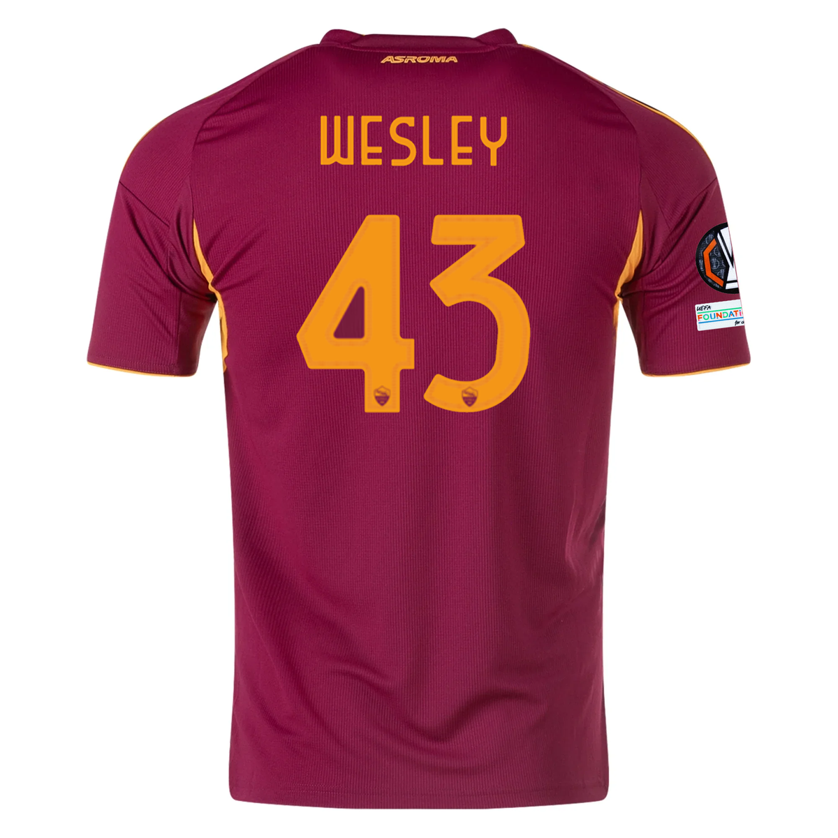 adidas Men's Roma Wesley FranÃ§a Home Jersey w/ Europa League Patches 25/26 (Burgundy)