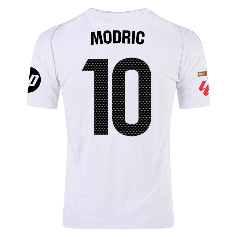 adidas ModriÄ‡ Real Madrid Authentic Home Jersey w/ La Liga Patches 24/25 (White/Black)