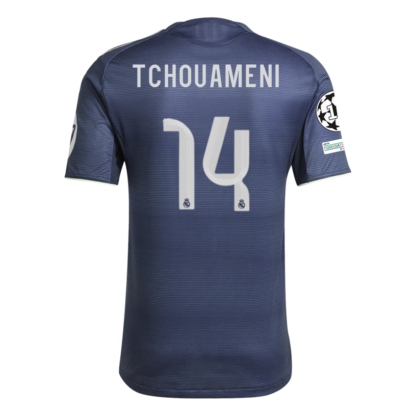 adidas AurÃ©lien TchouamÃ©ni Real Madrid Authentic Away Jersey 25/26 w/ Champions League Patches (Legend Ink