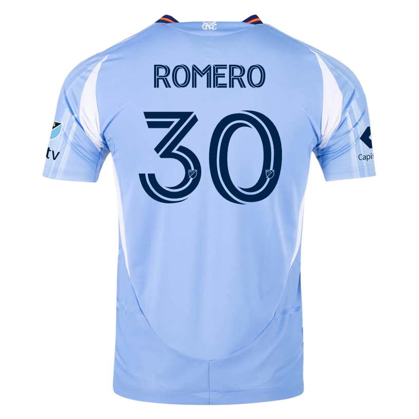 adidas TomÃ¡s Romero New York City FC Authentic Home Jersey 25/26 w/ MLS Patches (Bahia Light Blue)