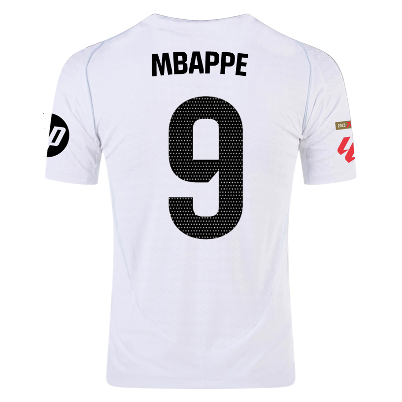 adidas MbappÃ© Real Madrid Authentic Home Jersey w/ La Liga Patches 24/25 (White/Black)
