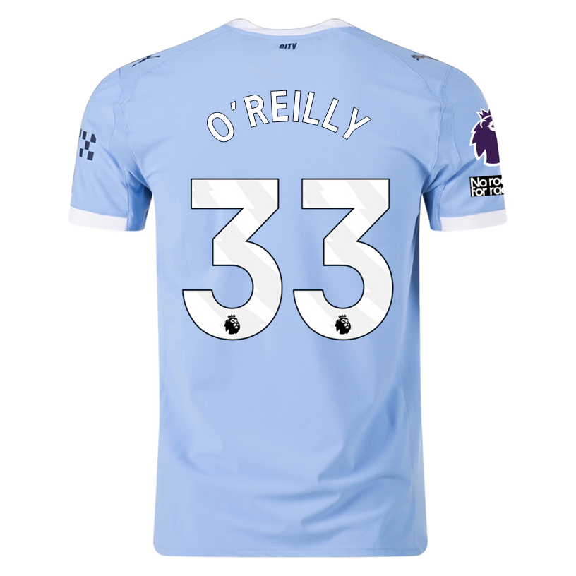 Puma Manchester City Authentic Oâ€™ Reilly Home Jersey w/ EPL + No Room For Racism Patches 25/26 (Team Light Blue/White)