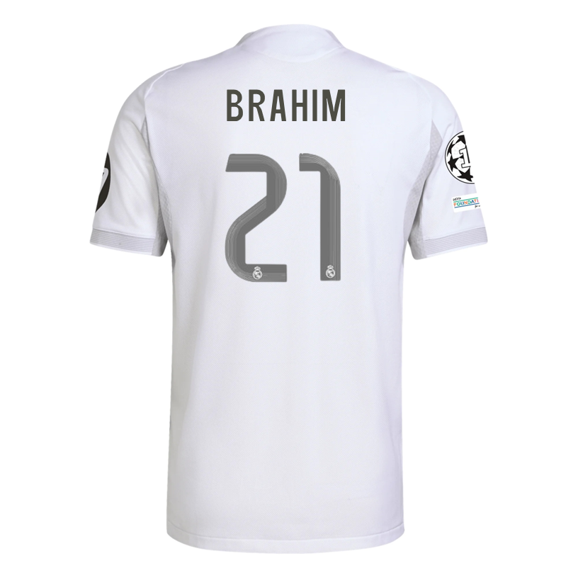 adidas Brahim DÃ­az Real Madrid 25/26 Home Jersey w/ Champions League Patches (White)