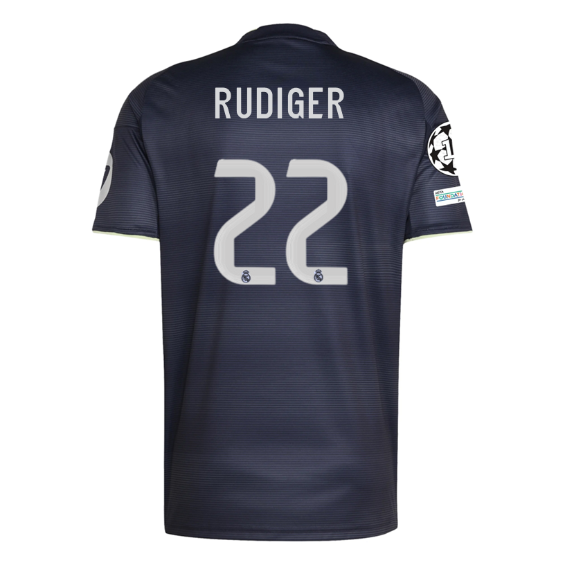 adidas RÃ¼diger Real Madrid 25/26 Away Jersey w/ Champions League Patches (Legend Ink)