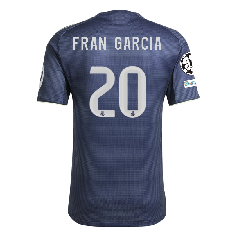 adidas Fran GarcÃ­a Real Madrid Authentic Away Jersey 25/26 w/ Champions League Patches (Legend Ink)