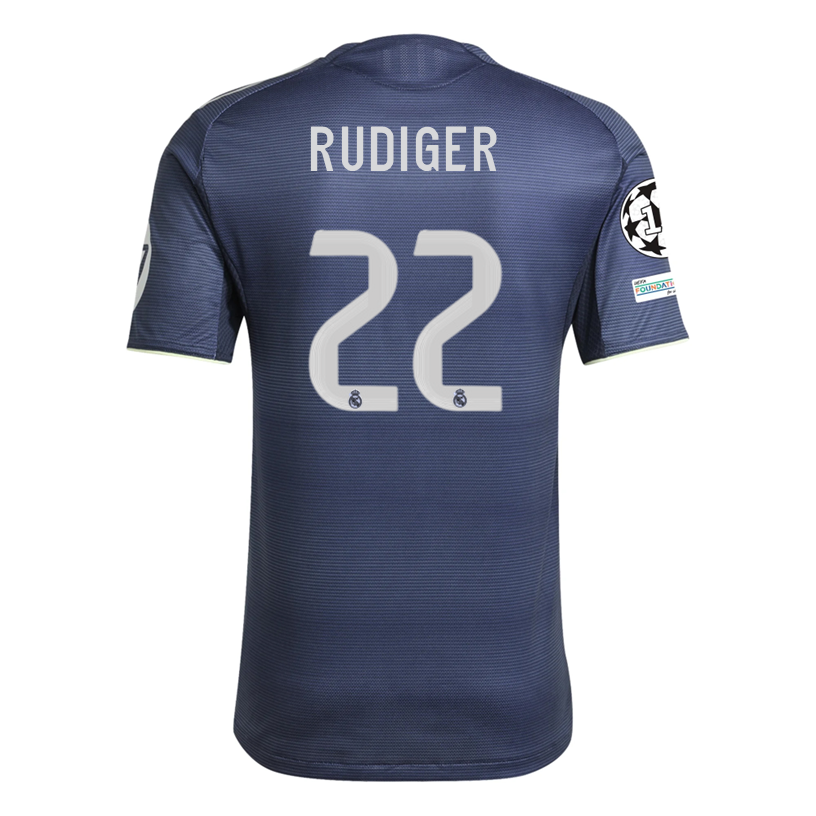 adidas Antonio RÃ¼diger Real Madrid Authentic Away Jersey 25/26 w/ Champions League Patches (Legend Ink)