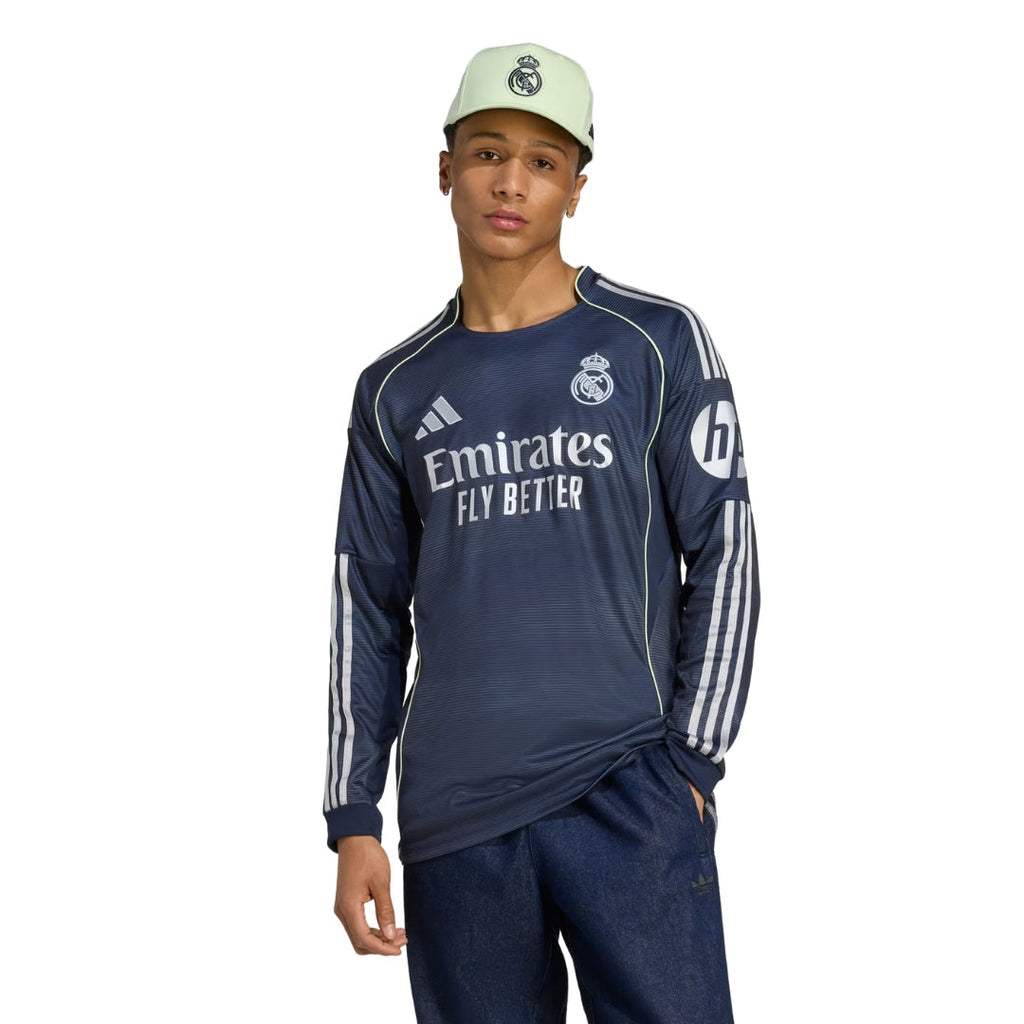 adidas Real Madrid Long Sleeve Away Jersey w/ Champions League Patches 25/26 (Legend Ink)