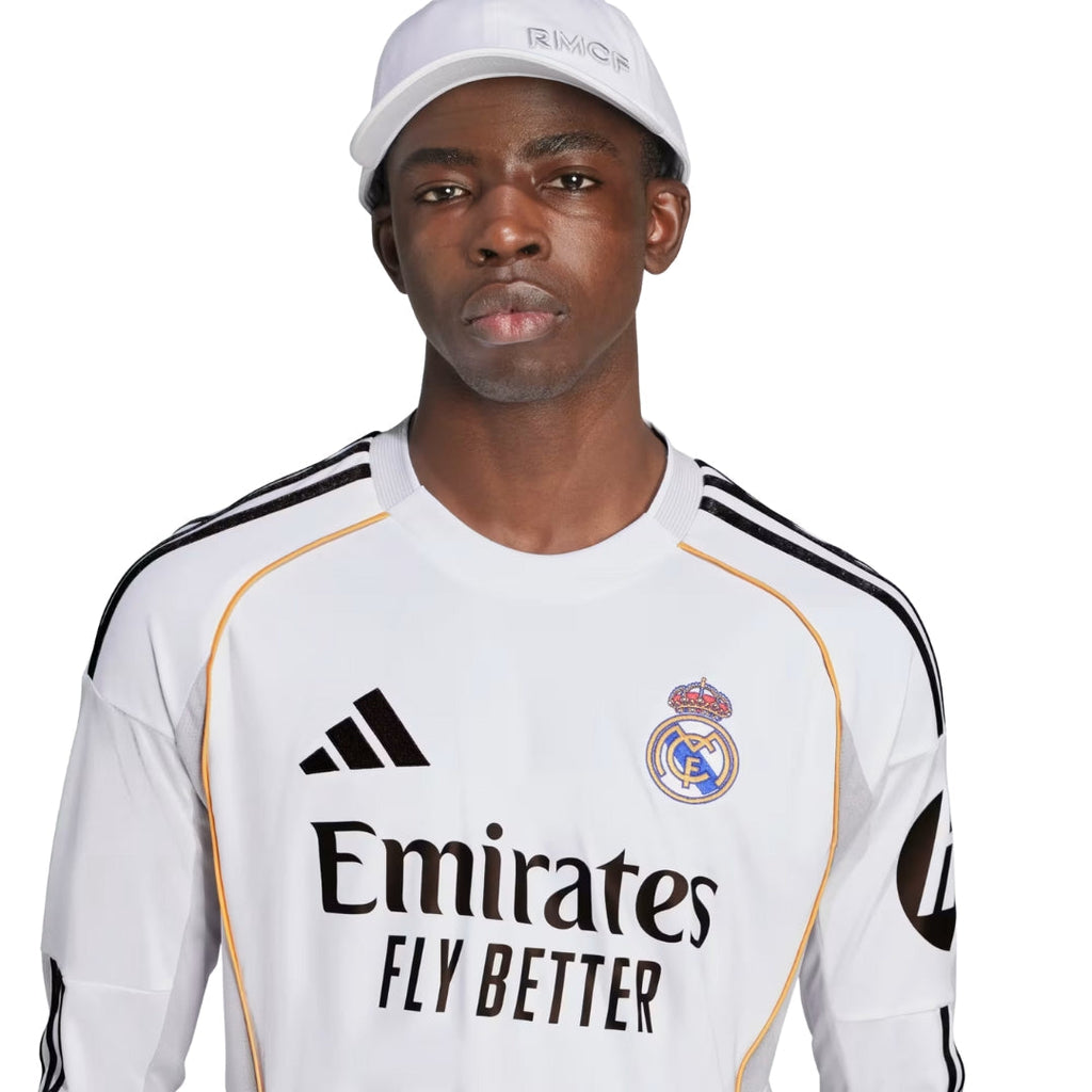 adidas Real Madrid Lucas V. Long Sleeve Home Jersey w/ Intercontinental + Champions League Patches 25/26 (White)