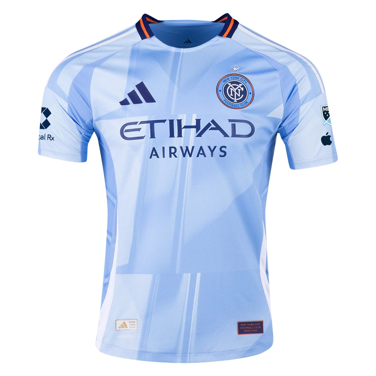 adidas Talles Magno New York City FC Authentic Home Jersey 25/26 w/ MLS Patches (Bahia Light Blue)