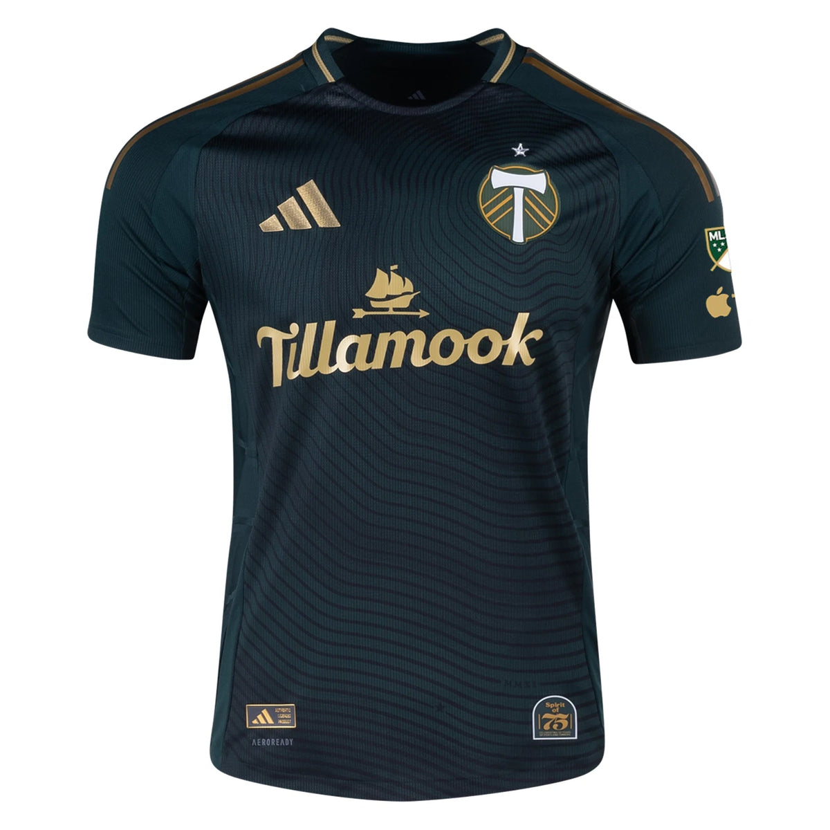 adidas Santiago Moreno Portland Timbers Authentic Home Jersey w/ MLS & Apple Patch 25/26 (Green/Gold)