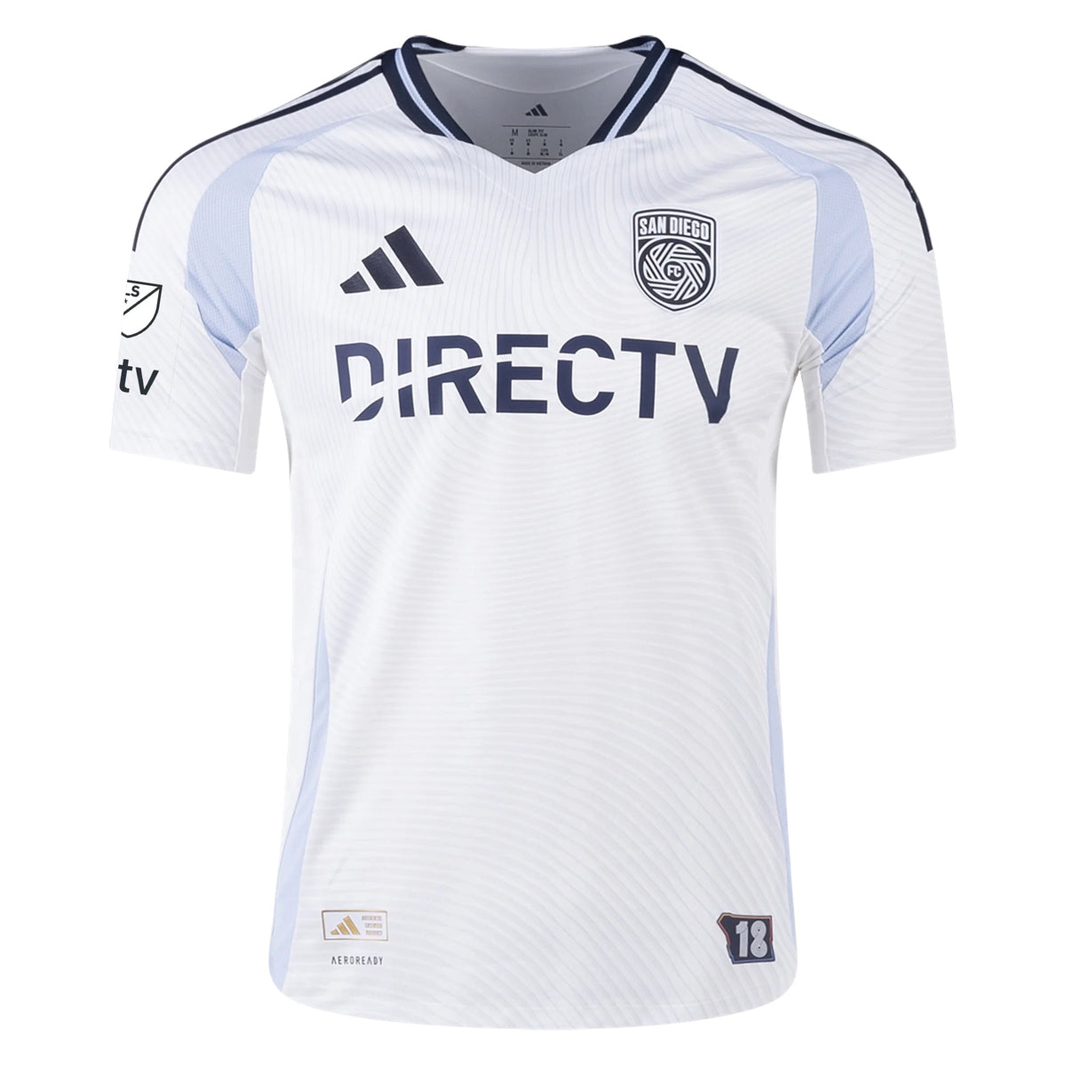 adidas San Diego FC Authentic Alex Mighten Away Jersey 25/26 w/ MLS & Apple Patch (White)
