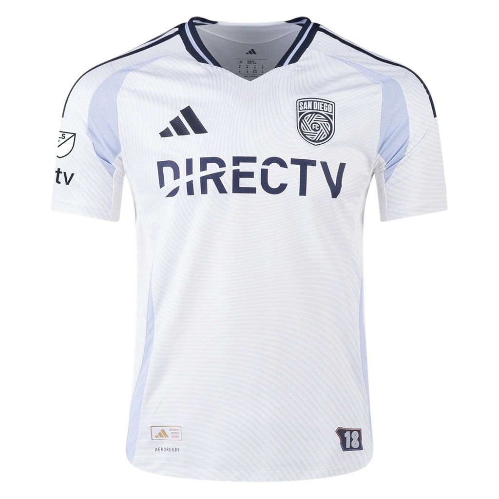 adidas San Diego FC Authentic Away Jersey 25/26 w/ MLS & Apple Patch (White)