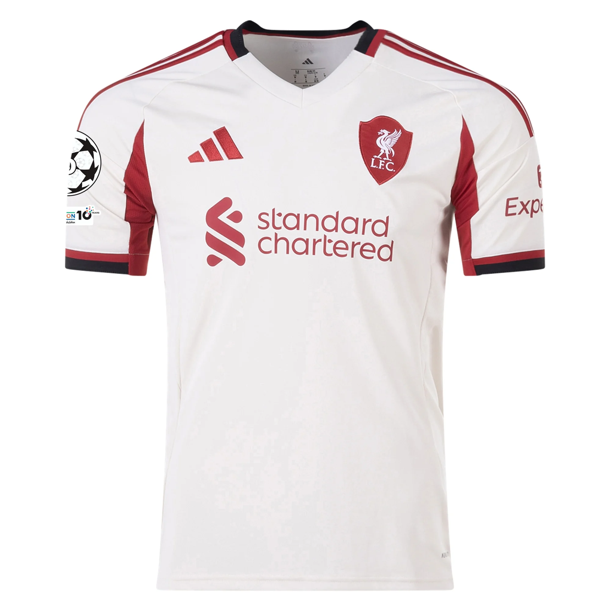 adidas Men's Liverpool Dominik Szoboszlai Away Jersey w/ Champions League Patches 25/26 (Wonder White)