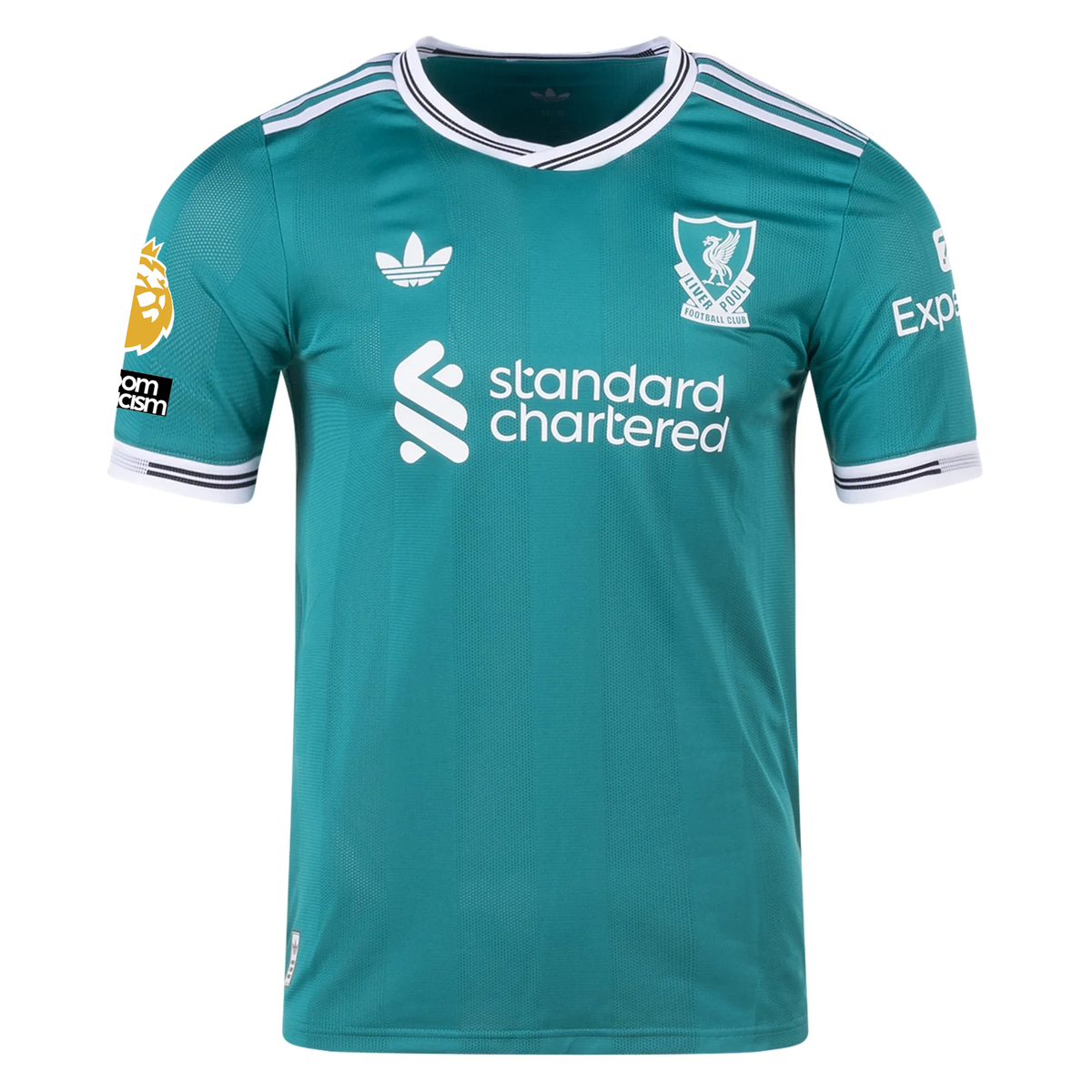 adidas Liverpool FC Authentic Virgil van Dijk Third Jersey w/ EPL + No Room For Racism Patches 25/26 (Sea Green)