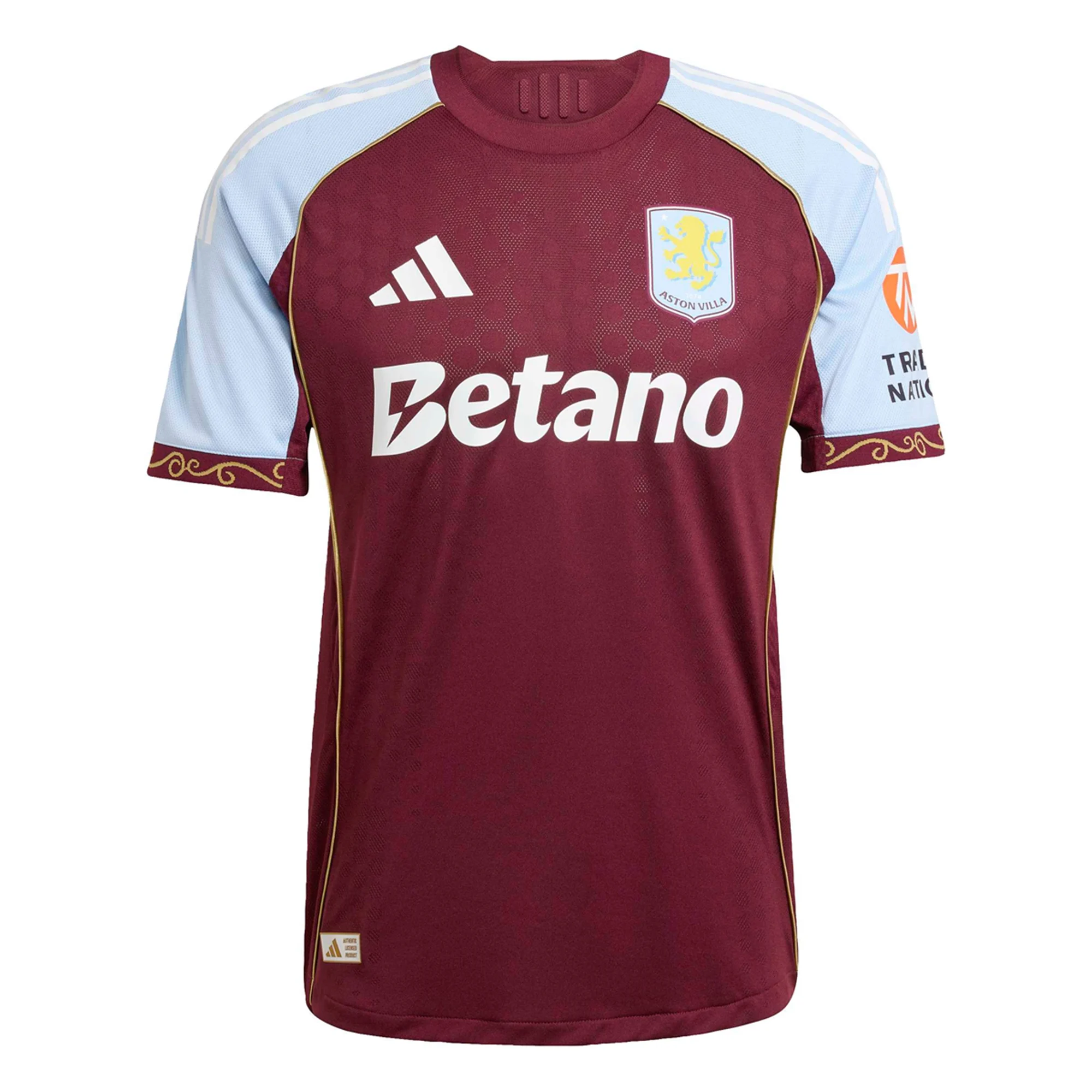 adidas Men's Aston Villa Authentic Home Jersey 25/26 (Maroon/Light Blue)
