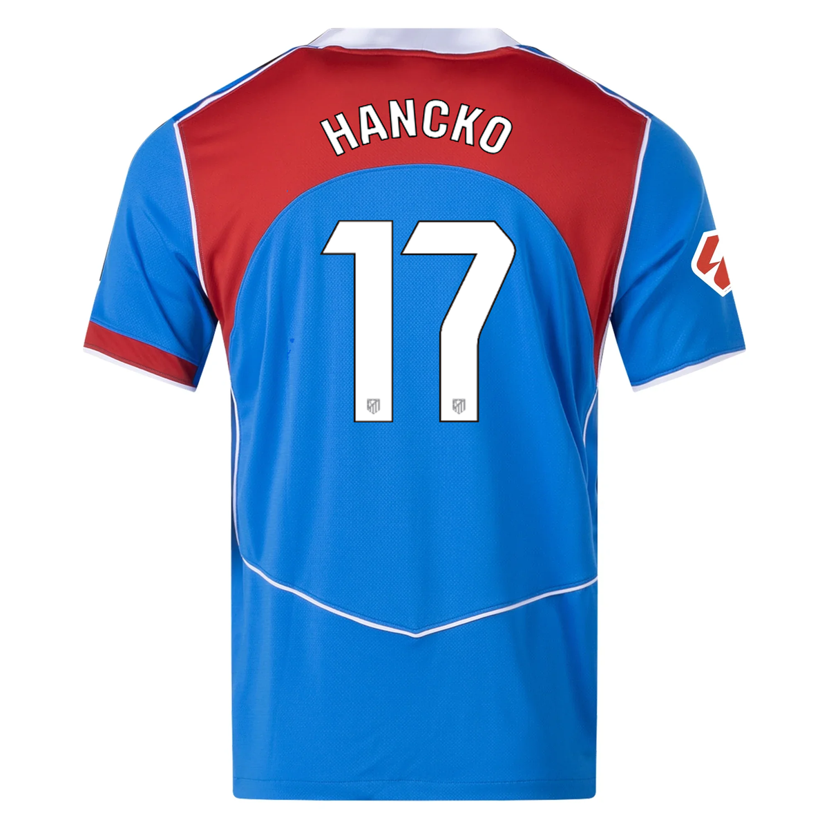 Nike Men's Atletico Madrid DÃ¡vid Hancko T90 Third Jersey La Liga Patch 25/26 (Photo Blue/Sport Red)