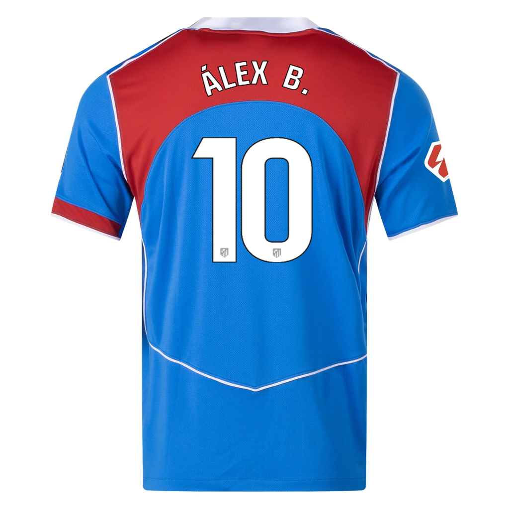 Nike Men's Atletico Madrid Ãlex Baena T90 Third Jersey La Liga Patch 25/26 (Photo Blue/Sport Red)