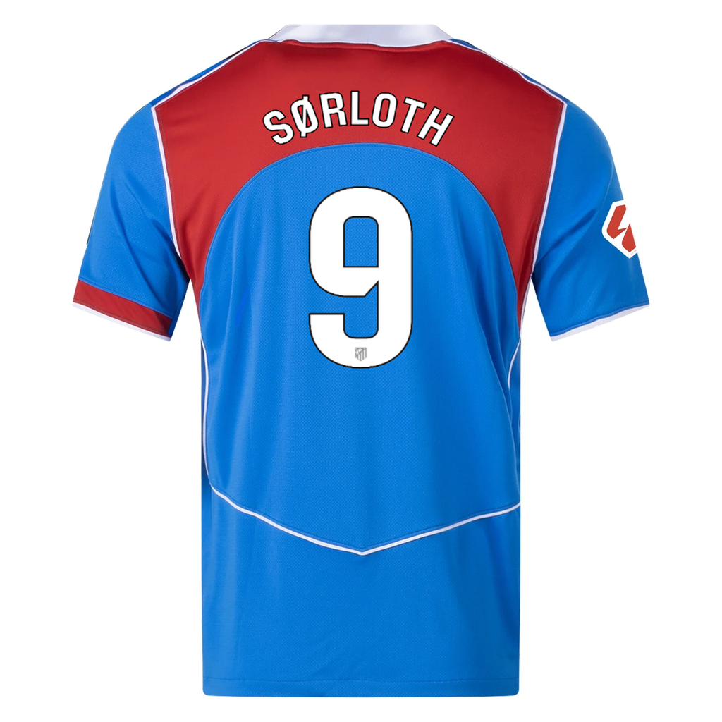 Nike Men's Atletico Madrid Alexander SÃ¸rloth T90 Third Jersey La Liga Patch 25/26 (Photo Blue/Sport Red)