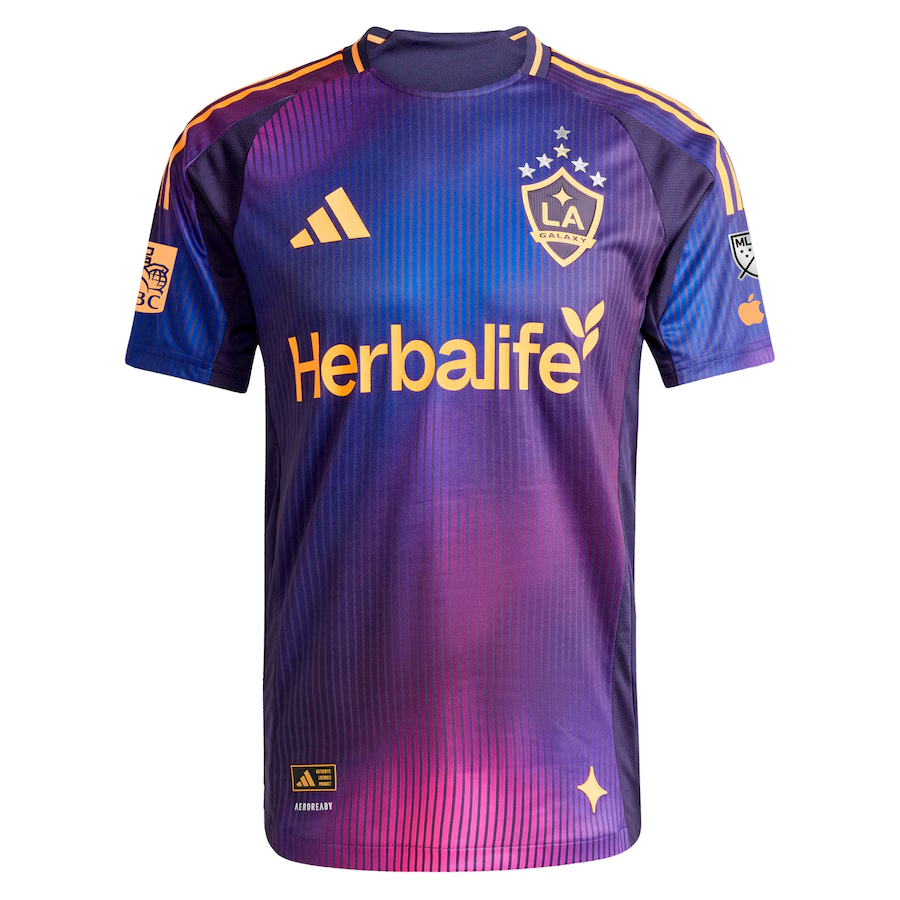 adidas Lucas Sanabria LA Galaxy Authentic Away Jersey w/ MLS + Apple TV + RBC Sponsor 25/26 (Purple)