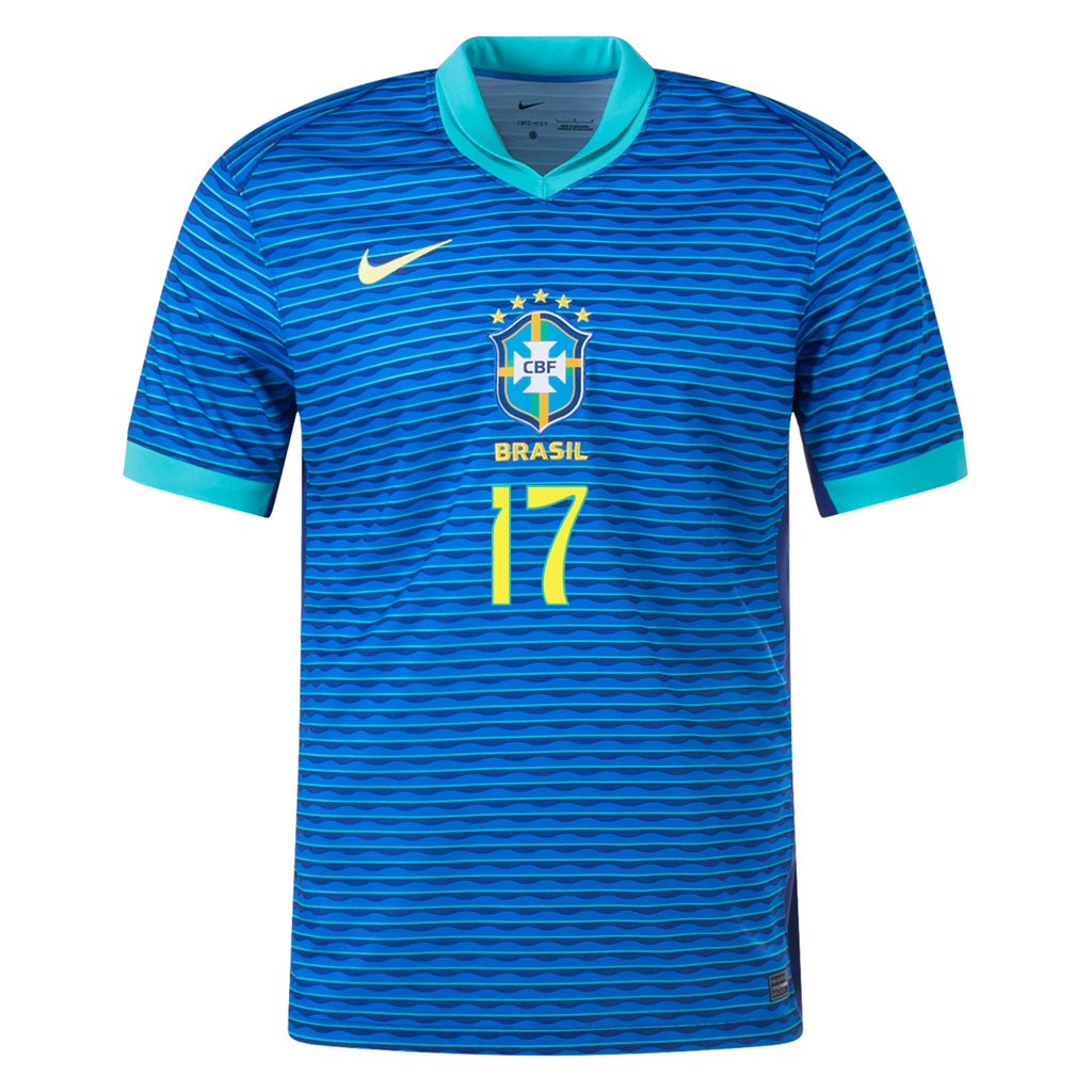 Nike Mens Brazil Bruno GuimarÃ£es Away Jersey 24/25 (Soar/Dynamic Yellow)