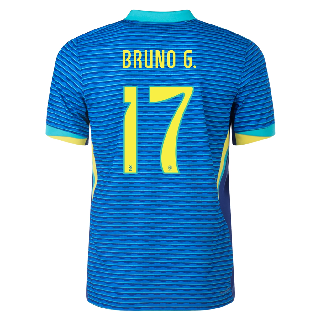 Nike Brazil Authentic Bruno GuimarÃ£es Away Jersey 24/25 Soar/Dynamic Yellow)