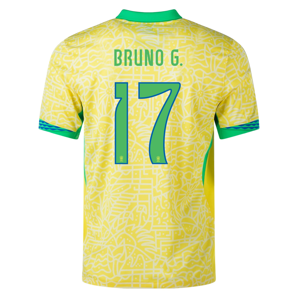 Nike Brazil Authentic Bruno GuimarÃ£es Home Jersey 24/25 (Dynamic Yellow/Lemon Chiffon/Green Spark)