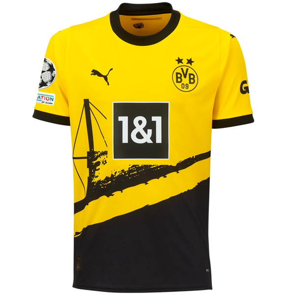 Puma Borussia Dortmund SÃ©bastien Haller Home Jersey w/ Champions League Patches 23/24 (Cyber Yellow/Puma Black)