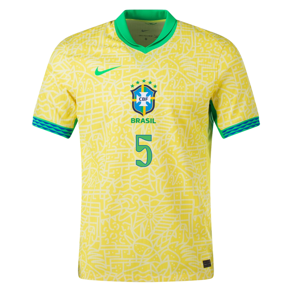Nike Mens Brazil Casemiro Home Jersey 24/25 (Dynamic Yellow/Lemon Chiffon/Green Spark)